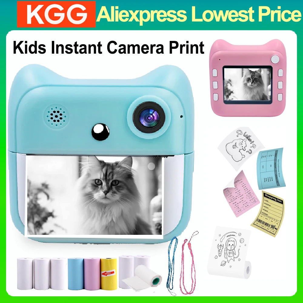 New Kids Instant Camera Thermal No Ink Print Children Digital Cameras for Photography Video Birthday Gift Toy for Girls Boys