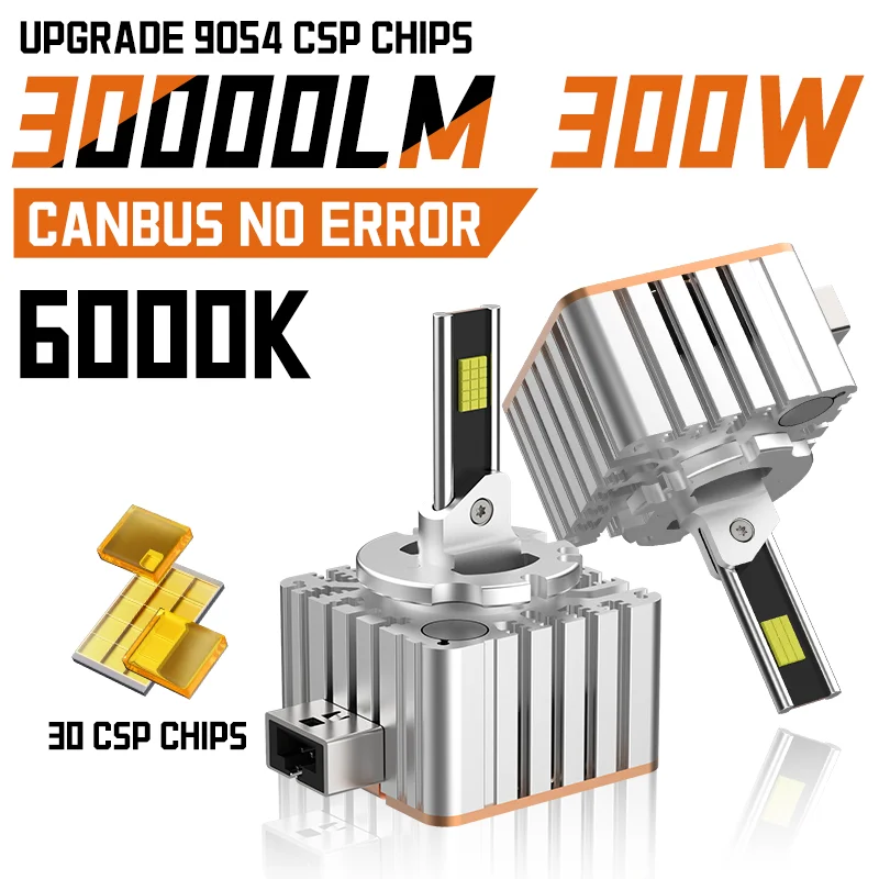 

2PCS D1S LED D3S Car Headlight Bulbs D2S D2R D4S D4R D8S Lights 6000K Turbo Bi-Led CSP Lamp 1:1 Plug and Play Kit 6000K 12V 24V