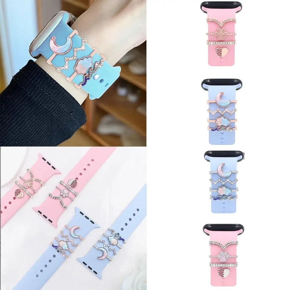 Fashion Metal Watch Band Ornament Diamond Brooch Decorative Ring Bracelet Wristbelt Charms for iwatch Strap Accessories