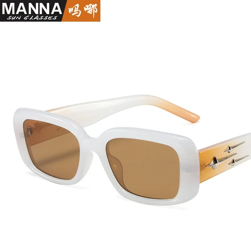 Tiktok موضة جديدة النظارات الشمسية صافي الأحمر النيزك مربع نظارات الرجال والنساء شخصية الشارع اطلاق النار النظارات الشمسية