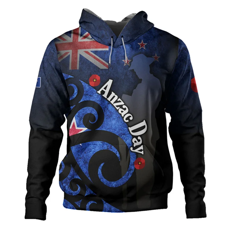 New Zealand Anzac Day Silver Fern Maori Style Graphic Hoodie Y2k Flag New In Hoodies & Sweatshirts Hoodies For Men Pullover