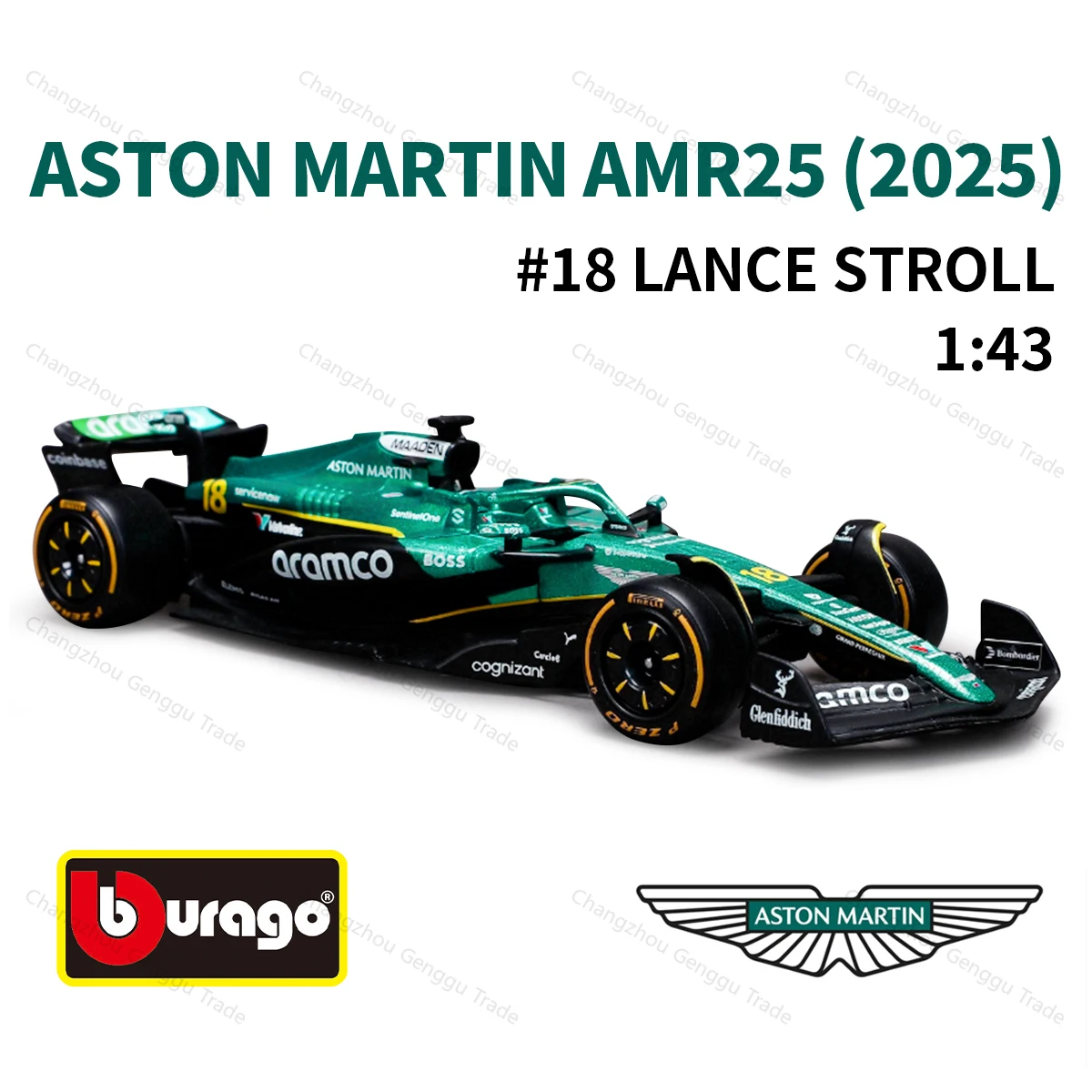 Bburago 1:43 2025 أستون مارتن AMR25 F1 صيغة سيارة يموت يلقي المركبات تحصيل نموذج سباق اللعب #2