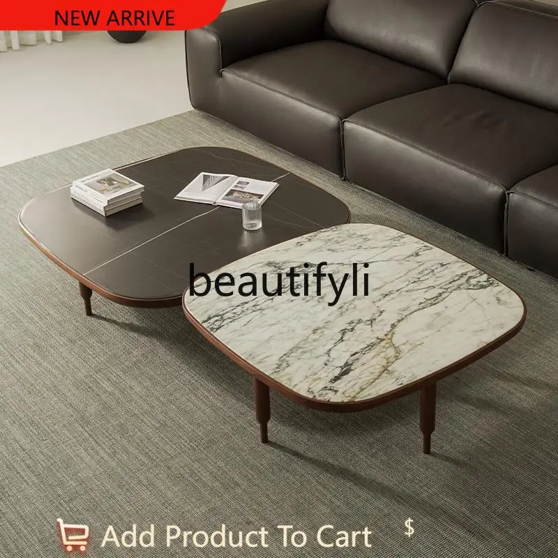 

Nordic Chinese Style Solid Wood Art Square Minimalist Living Room Set Black Walnut Coffee Table G1218