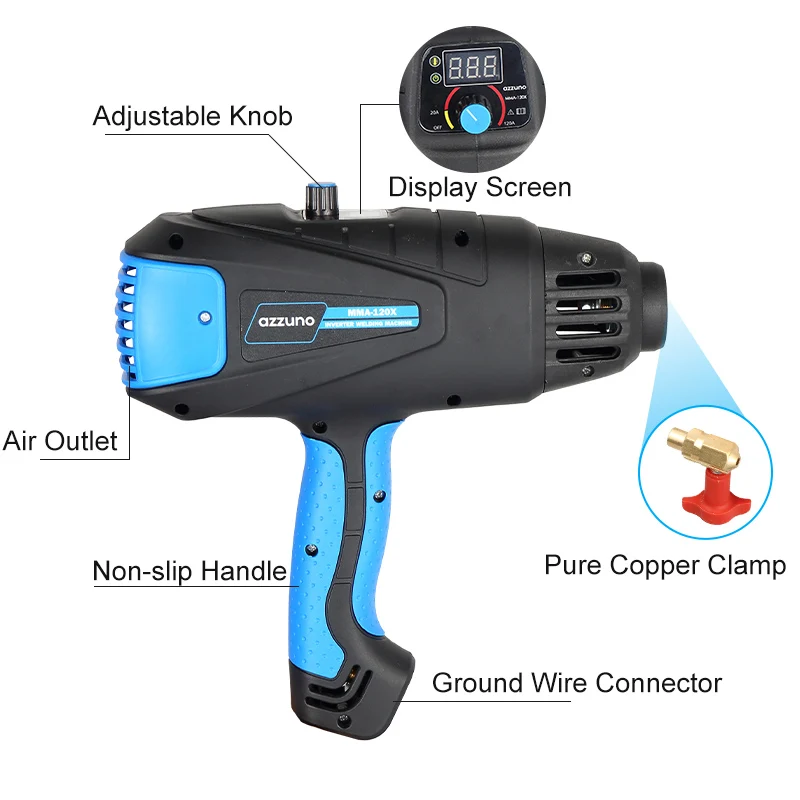 AZZUNO 4800W Handheld Portable Electric Arc Welding Machine Automatic Digital Intelligent Welding Machine Current Adjustment