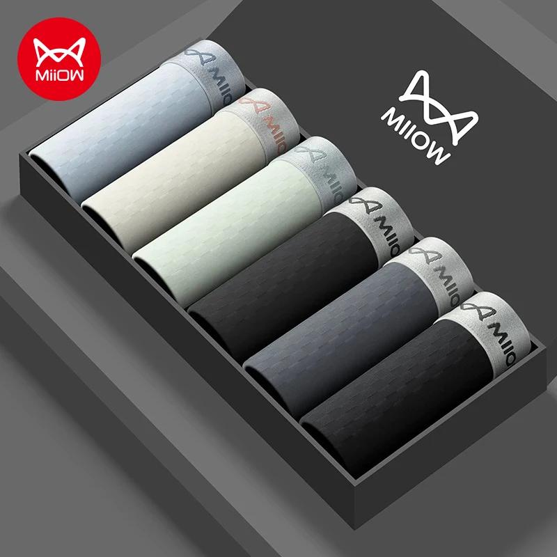 

MiiOW 3Pcs Breathable Mesh Ice Silk Men Underwear Boxers 7A Antibacterial Crotch Men's Panties Mens Underpants Man Boxers Briefs