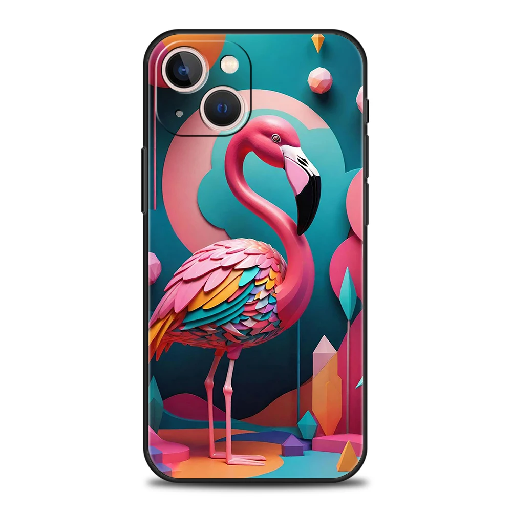 플라밍고 휴대폰 케이스 커버, 아이폰 16, 15, 14, 13, 12 프로 맥스, 11 프로 맥스, 7, 8 플러스, XS, XR, 충격 방지 소프트 TPU 쉘, Fundas Capas 가방