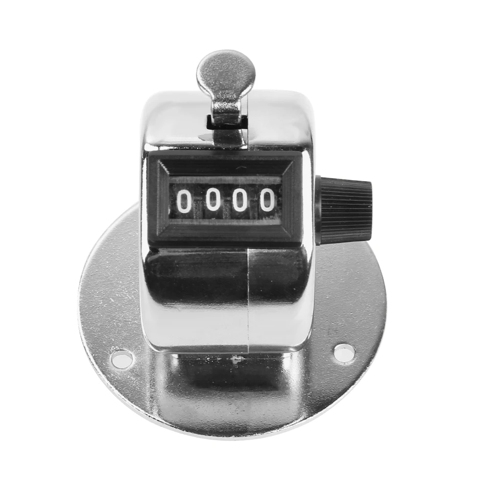 Mini Metal Desktop Counters 4 Digits Manual Digital Mechanical Clicker Handheld with Base for Kids Learn Counting