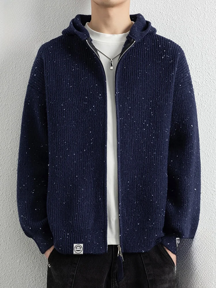 

PaulFrank Men's Open Cardigan Sweater with Hood Loose Casual Bright Tead Mixed Knitted Outerwear Autumn Season Regular Length