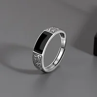 925 Sterling Silver Men's Ring High Quality Luxury black Gem For Men Wedding Fine Jewelry Accessories Party Gifts 1