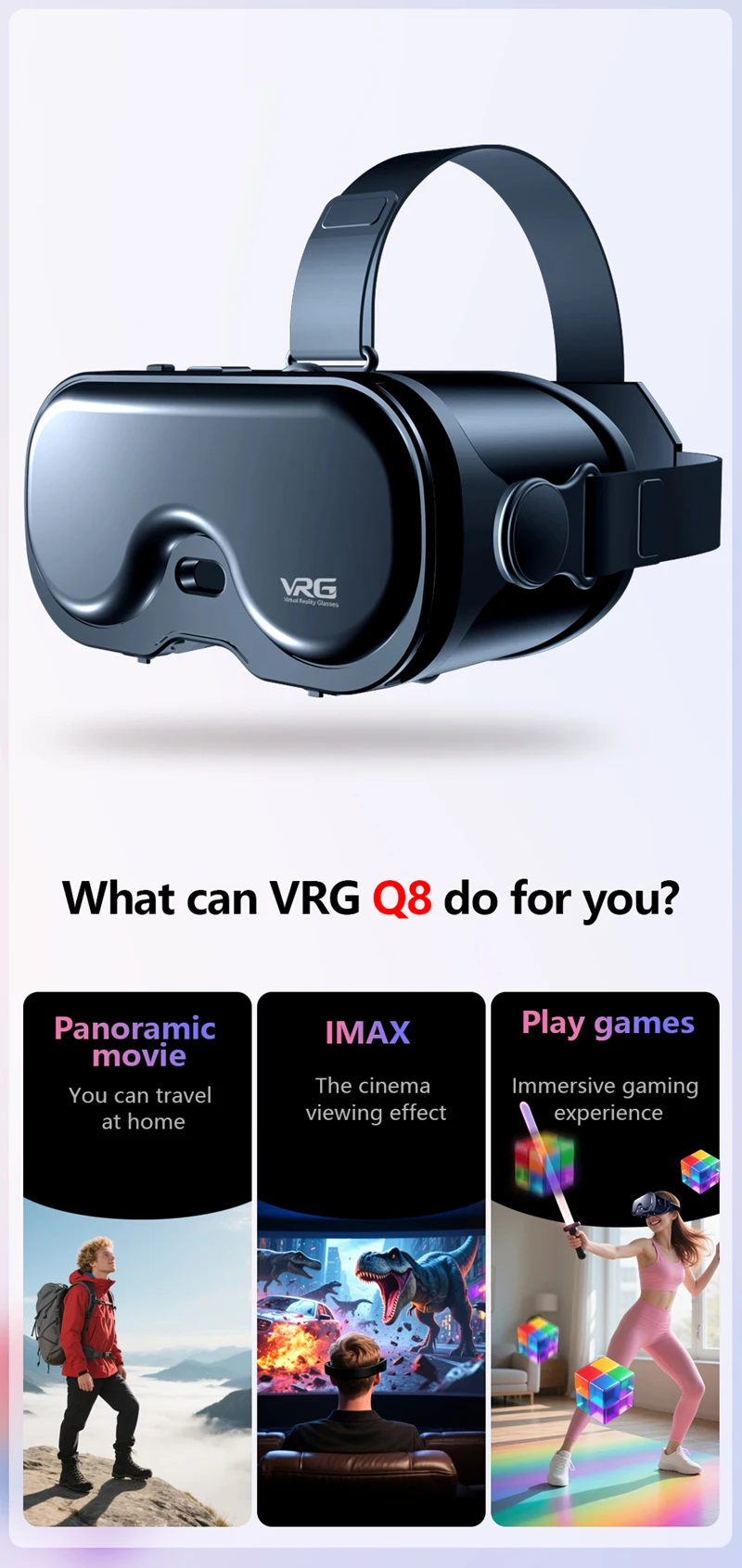 Neues VRG Q8 All-in-One VR-Headset Virtuelle Realität 3D Panorama-Gaming AR für Smartphones – Detail 5