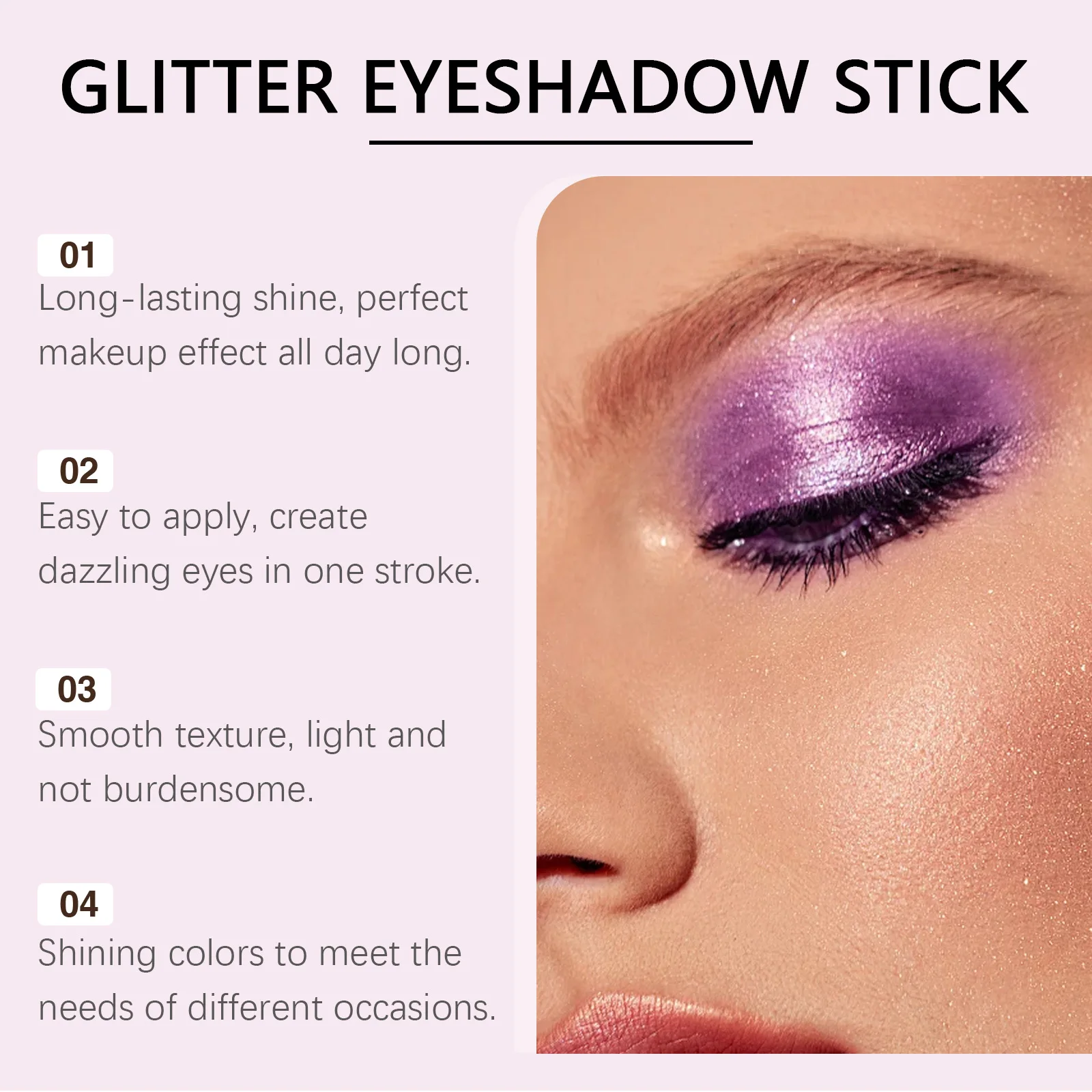 Kremowy cień do powiek w sztyfcie z brokatem, wodoodporny, długotrwały, łatwy w aplikacji, perłowy pigment do makijażu oczu, metaliczny połysk na powiechach.