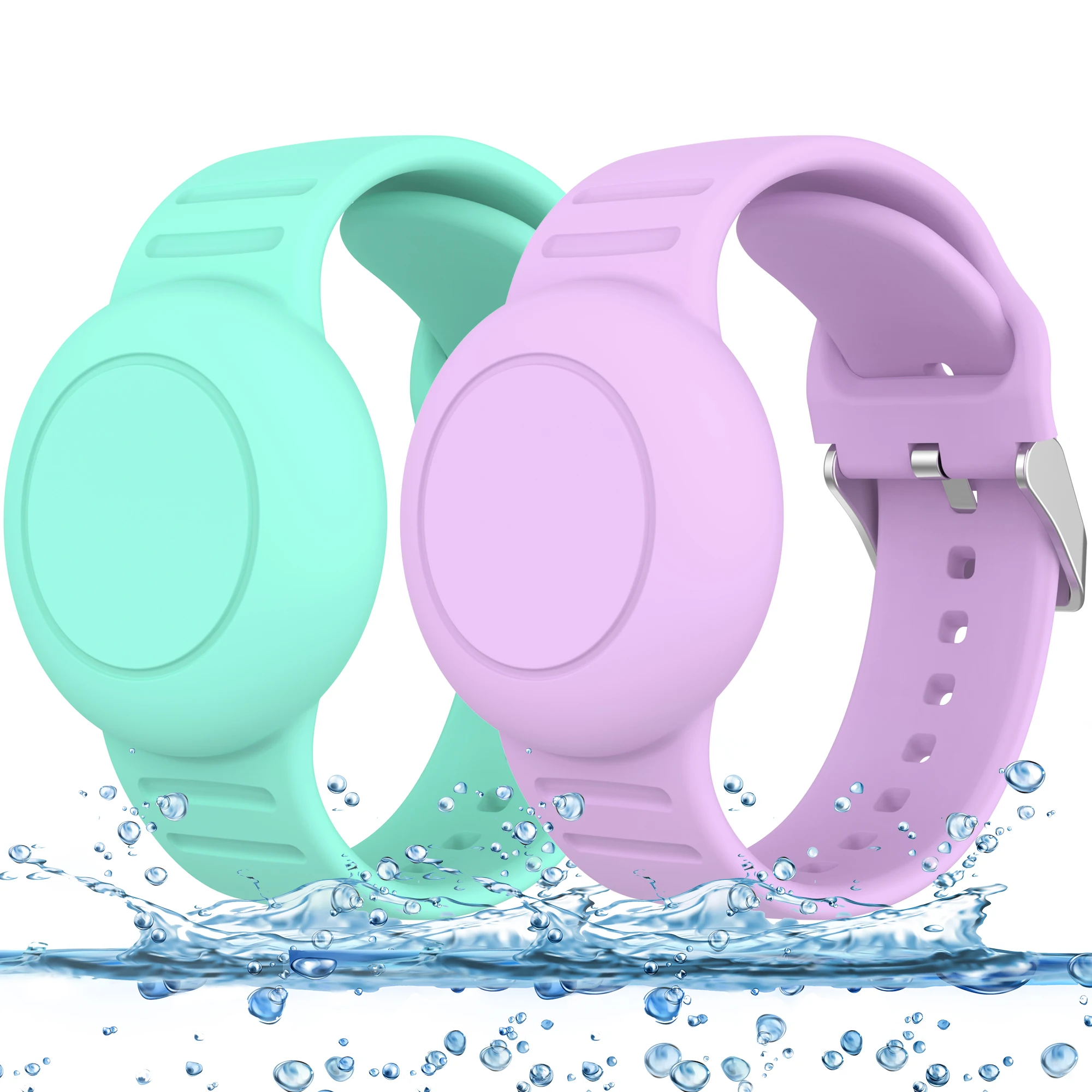 

2PCS Waterproof Case for Apple AirTag Silicone Strap Air Tag Anti-lost Protective Cover for Children Tracker Locator Wristband