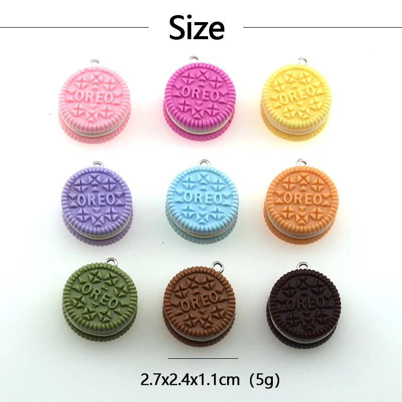 6pcs Simulated Chocolate Sandwich Cookies Resin Charms 3D Miniature Biscuit Pendant For Necklace Keychain DIY Jewelry Make