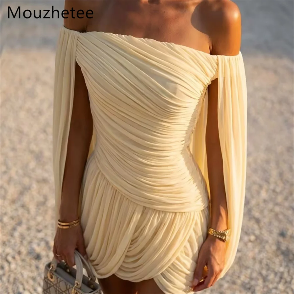 

Mouzhetee A-Line Off The Shoulder Simple Evening Dresses Formal Dresses for Women Elegant Mini Prom Gowns Custom Made 2026