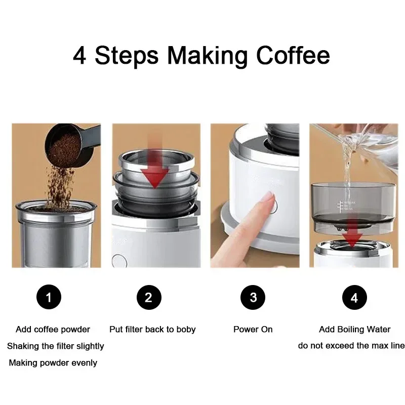 New Mini Portable Drip Coffee Maker for Office Home Outdoor Cordless Automatic Espresso Coffee Machine Easy To Operate Best Gift