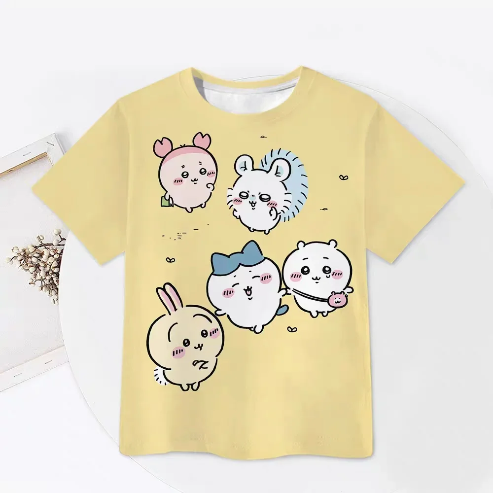 Chiikawa ist überall hier! Weiche, niedliche Cartoon-3D-Print-T-Shirts für Erwachsene Paare, Sportliche Freizeitkleidung, atmungsaktiv, kurze Ärmel, Familien-Matching – Detail 4