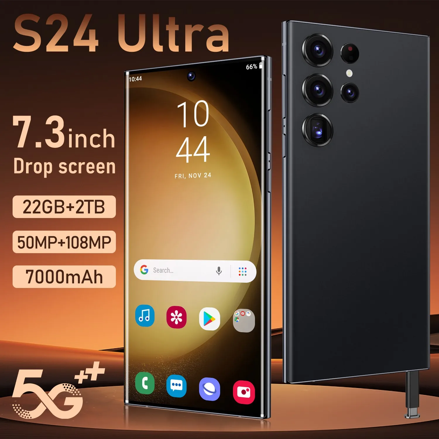 New S24 Ultra Smartphone 5G original Android 7.3 inch Screen Dual SIM 108 Million Pixel Camera 7000mAh Global Version Cellphone