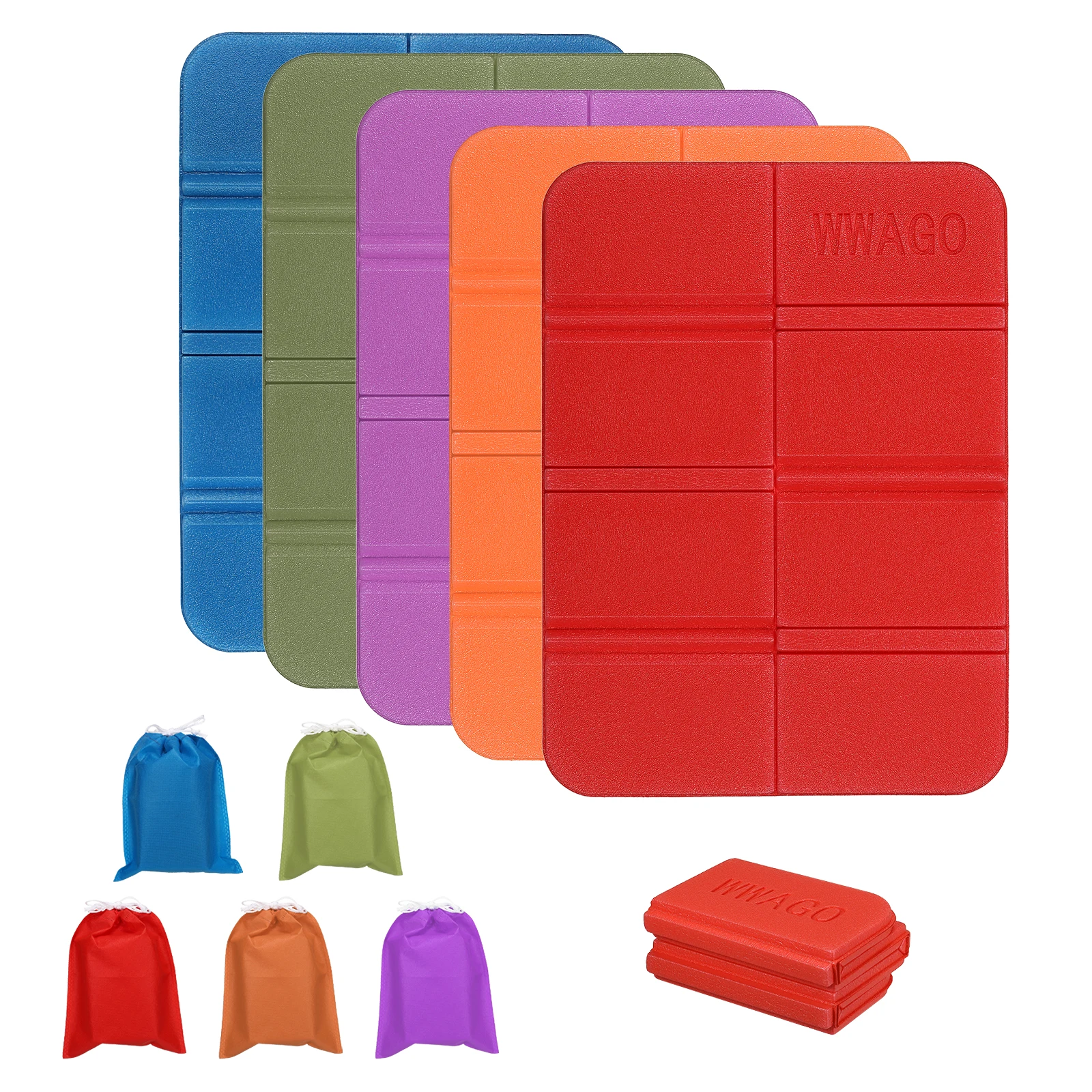 5 قطعة مقعد وسادة قابل للطي التخييم وسادة الجلوس 15 "x 11" مقاوم للماء XPE رغوة الجلوس في الهواء الطلق الحصير للنزهة التنزه السفر 5 اللون