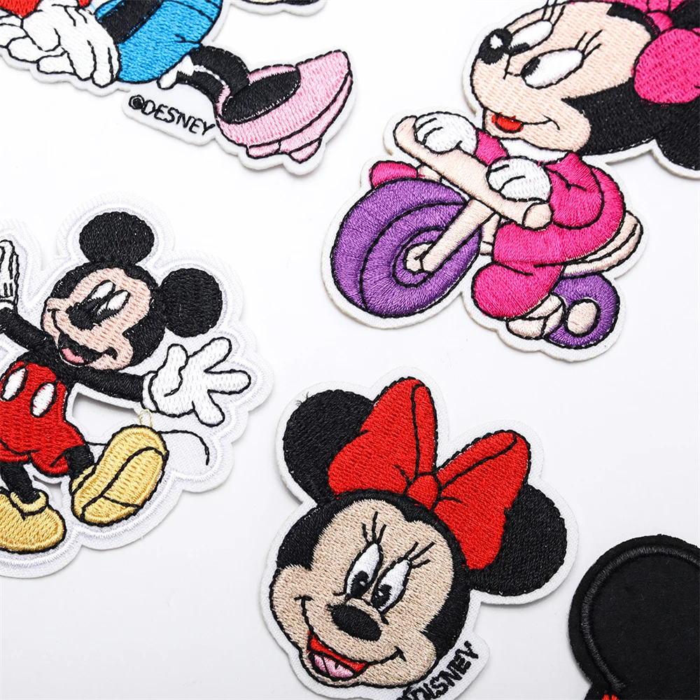 Mickey Mouse Minnie Patches DIY Sew Miniso Fabric Iron on Patch Diy Decor Clothes T shirt Cartoon Embroidered Applique