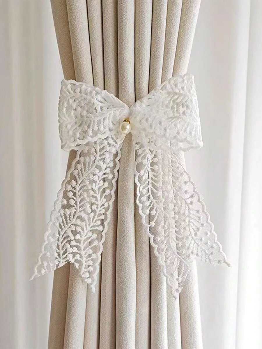 1pc/2pc Lace Bowknot Window Curtain Tieback, French Style  Holdback, Korean Style Elegant Decorative Rope Gifts Birthda