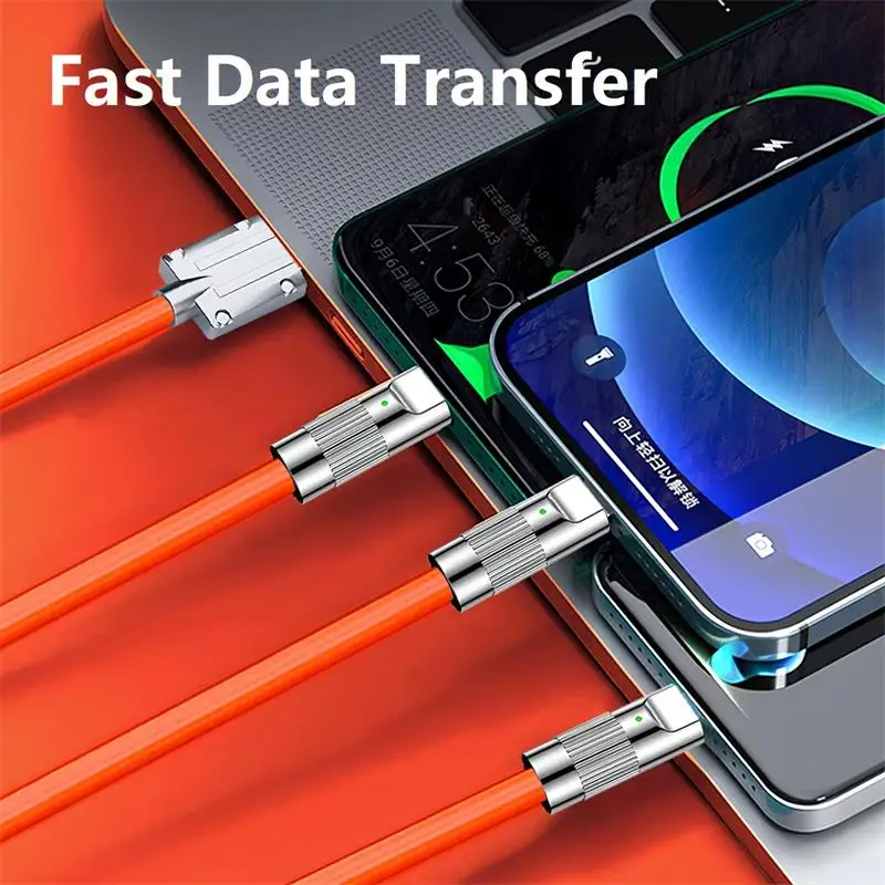 3 in 1 Fast Charging Cable for iPhone iPad Samsung Android Smart Phone(1.2M/4FT) image 5