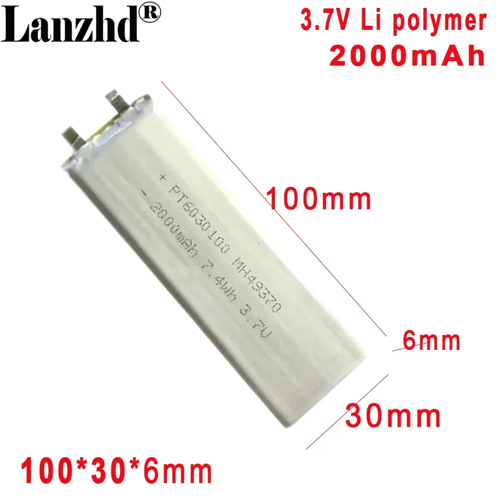 

NEW Lithium polymer battery 3.7V 2000mAh For humidifier disinfection lamp positioning Bluetooth digital product battery 6030100