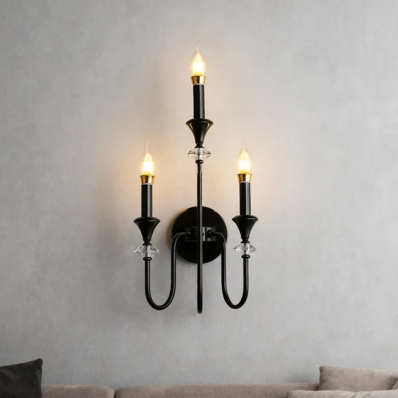 

Copper Wall Lamp Study Bedroom Bedside Wall Light French Retro Tricolor Lighting Lamps Home Decor Accessories LED Mood Light