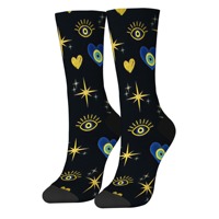 Mysterious Lucky Eye Retro Men's Crew Socks Soft Breathable Non-slip Sports Outdoor Happy Socks Party Novelty Gift