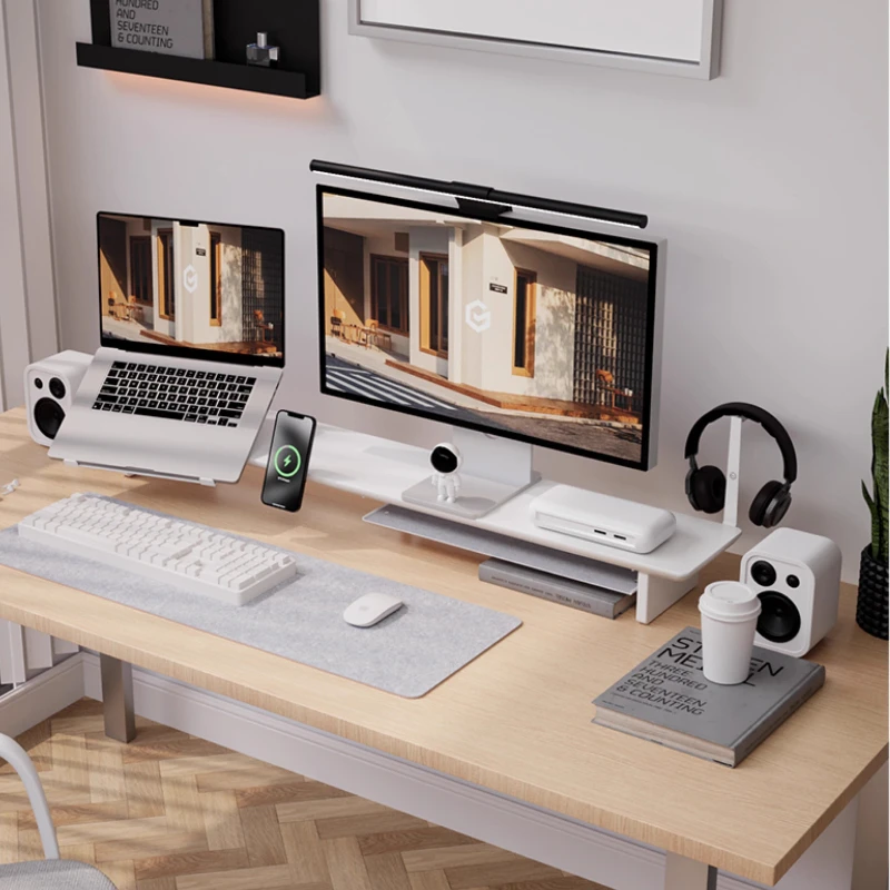 Z3 Modular White Monitor Stand Ergonomic Computer Riser Minimalist Screen Elevator Rack for Office Space Saving Desk Organizer
