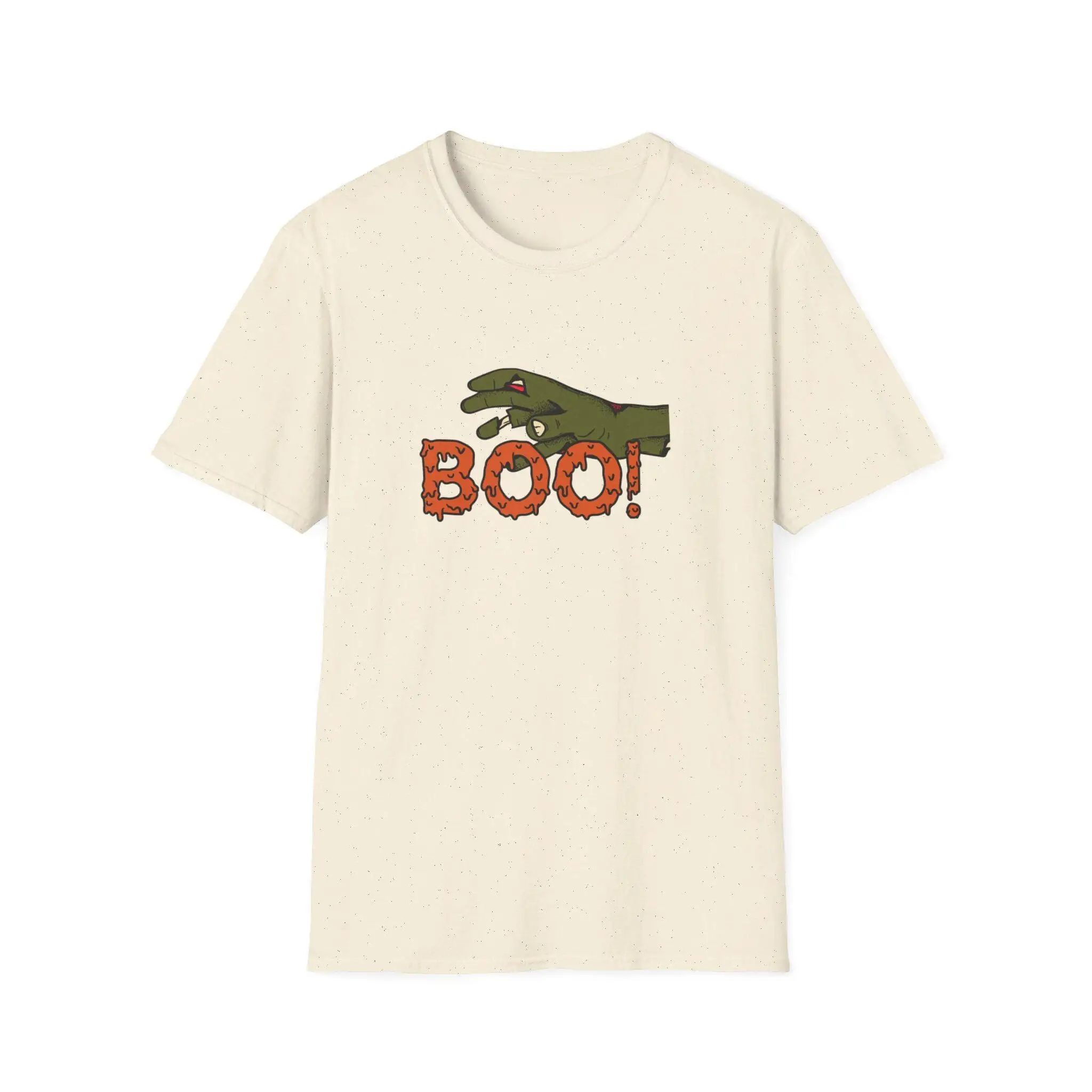 

Spooky 'Boo ' Halloween T Shirt With Decayed Hand Creepy Fun Apparel