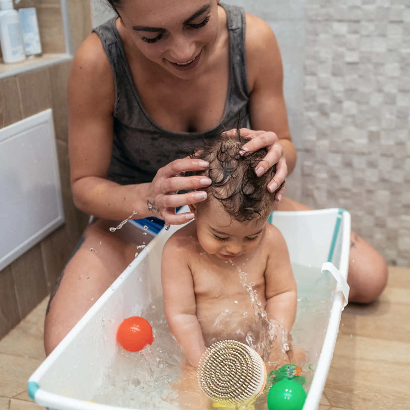 

1pc Silicone Bath Brush Body Hair Cleaning Scalp Massager Baby Shampoo Scrubber Exfoliating Bathing Tool Sensitive Skin