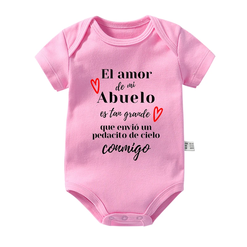 El Amor De Mi Abuelo Es Tan Grande Baby Bodysuits Spanish Pregnancy Announcement Newborn Rompers Summer Boys Girls Ropa Onesies