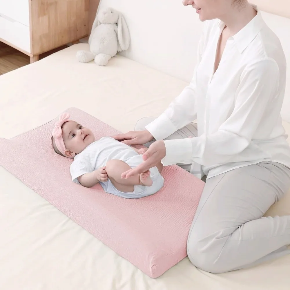 2 قطعة حفاضات القطن تنفس تغيير الوسادة غطاء الترا لينة المجهزة ورقة حفاضات مبدل الوسادة قابلة لإعادة الاستخدام حفاضات وسادة المجهزة ورقة #4