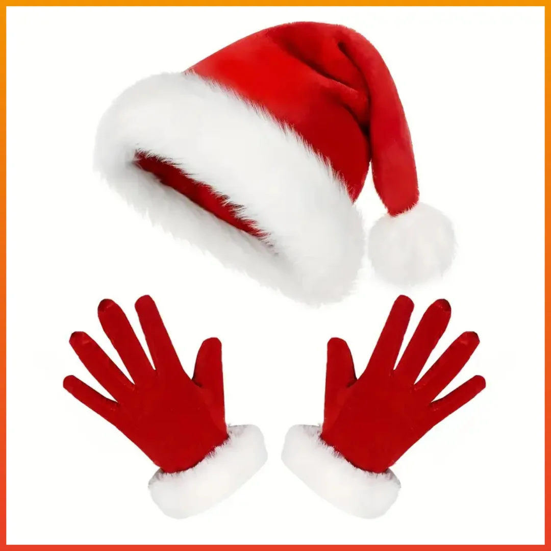 산타클로스 장갑 흰색 모피 멋진 드레스 파티 짧은 빨간 산타 풀 핑거 장갑 크리스마스 축제 의상 액세서리 장갑