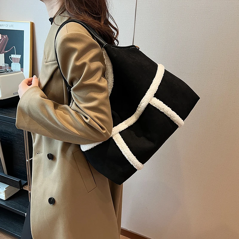

Large 2pcs/set Nubuck Leather Tote Bags Lady Shoulder Bag for Women 2025 Winter New Korean Fashion Y2K Retro Handbags and Purses