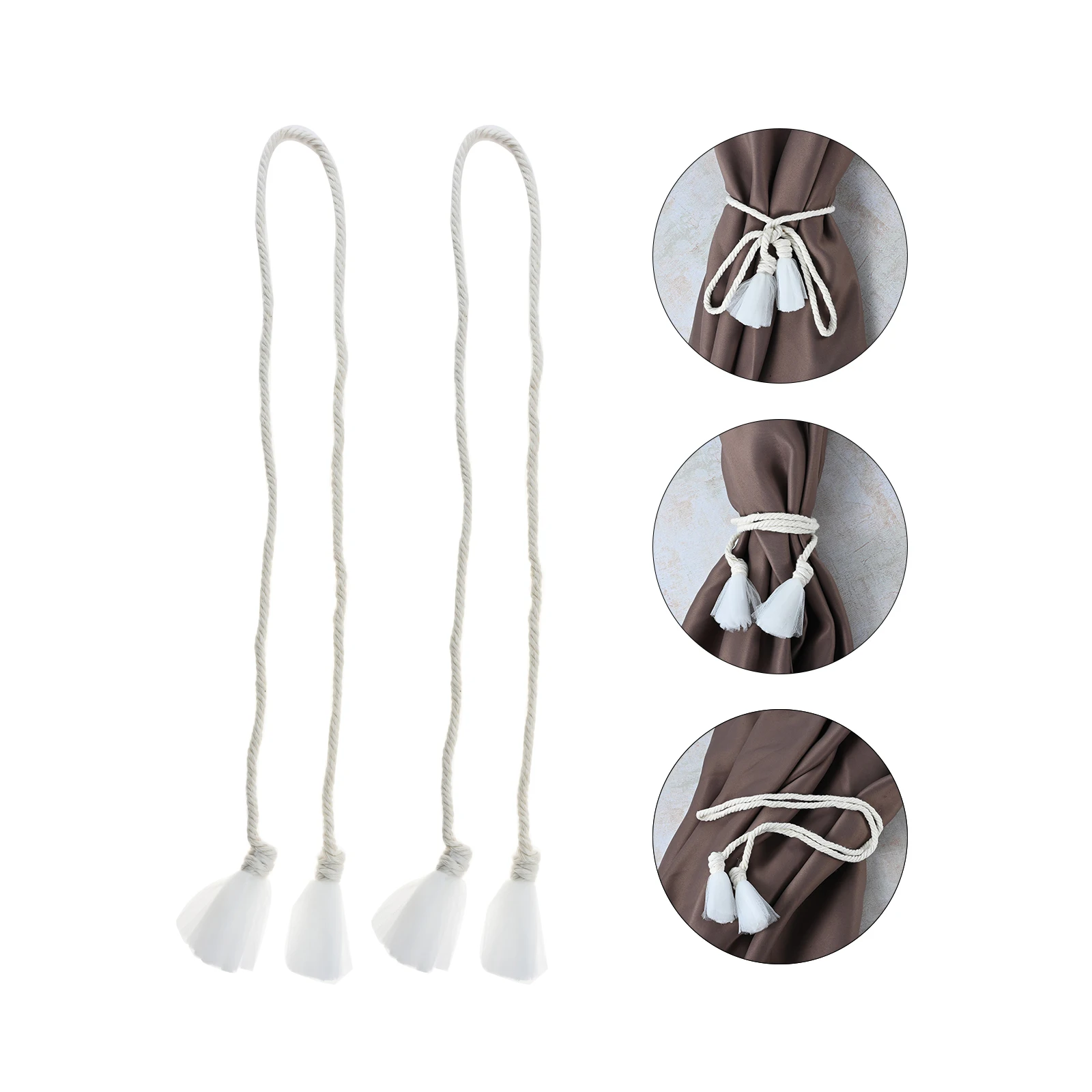 2Pcs Curtain Tiebacks Handmade Braided Curtains Accessories Home Decoration Braid Belt Lashing Rope Curtain Tie Backs Holder