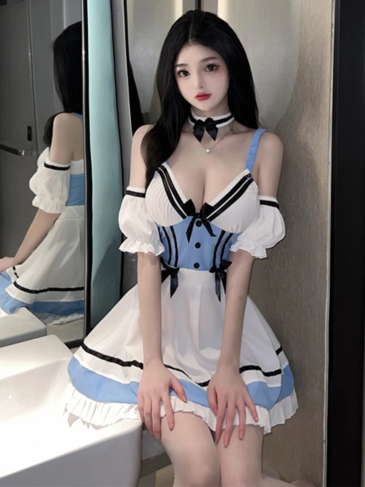 

Сексуальная юбка Pure Desire Sweet Deep V Ne Bubble Sve Strapl Waist Cinched Maxi Dr by Gege Home Princ Sle ort