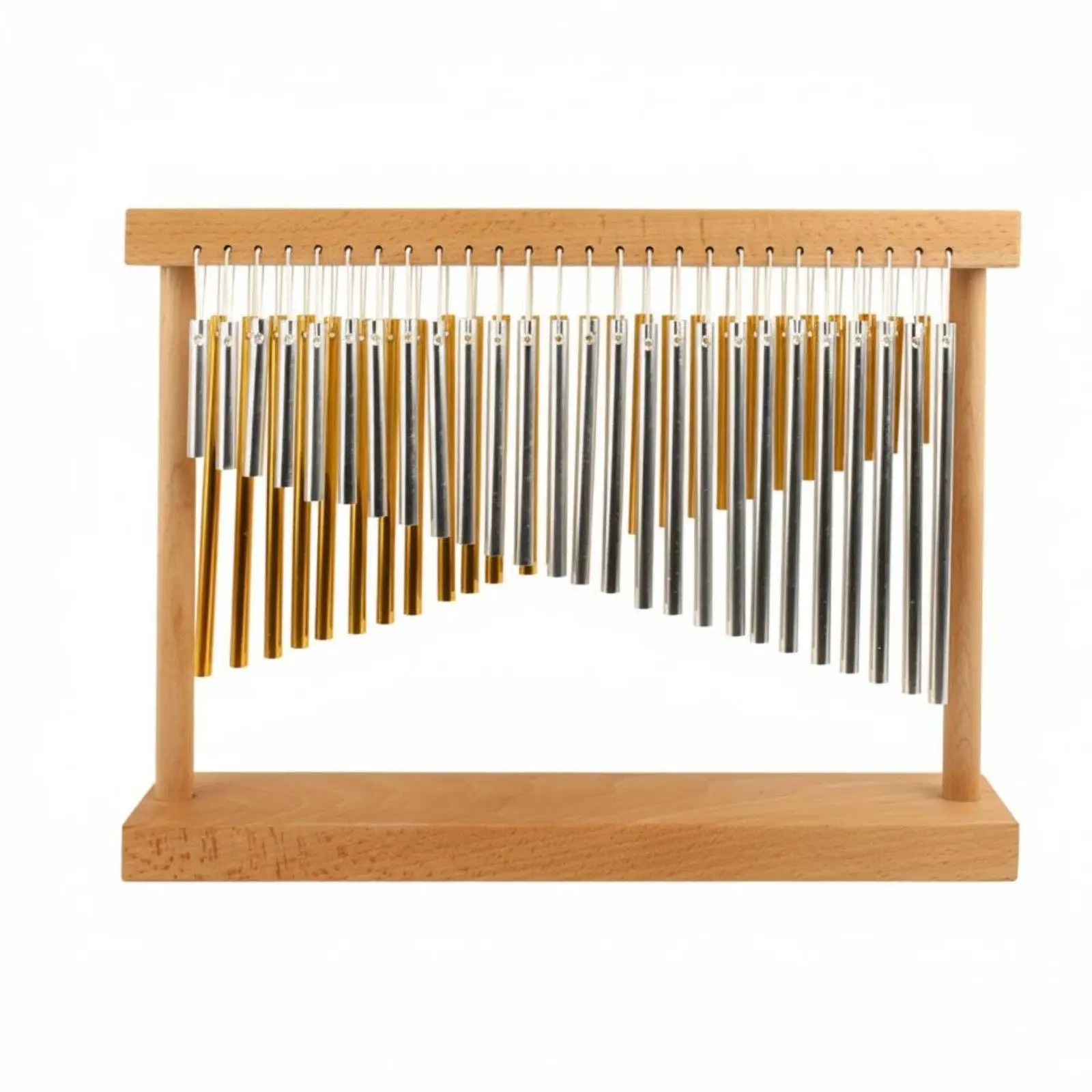 Double Row Wind Chime Aluminum and Beech Wood 52 Note Wind Chime