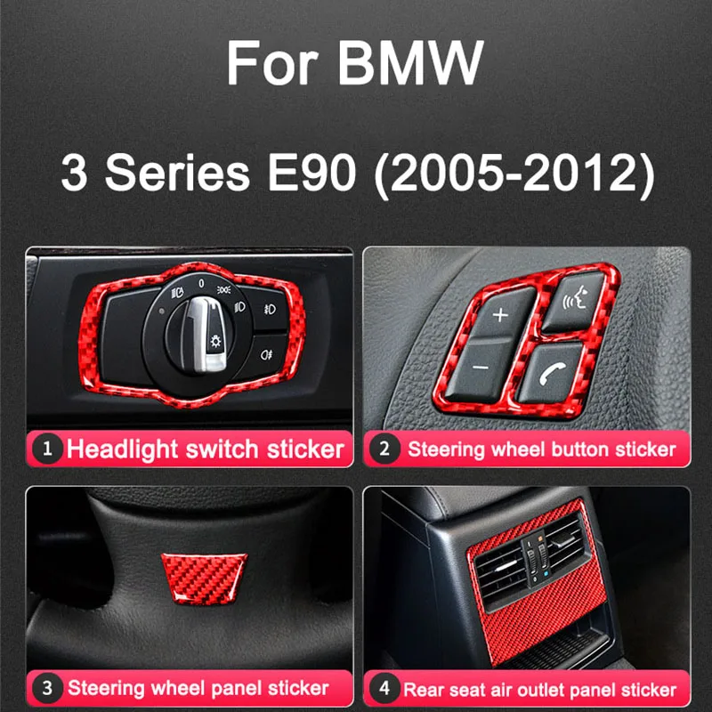 For BMW 3 Series E90 2005-2012 Premium Carbon Fiber Car Rear Air Vent Panel Decorative Sticker Interior Modification Accessories