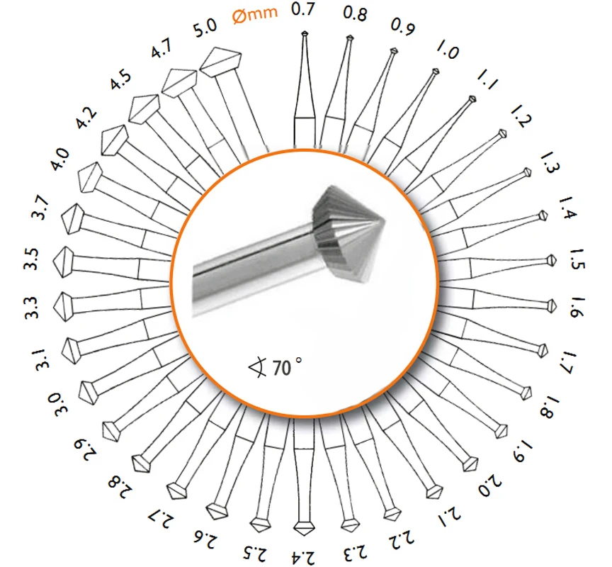 Utensile per frese rotanti in carburo di tungsteno di precisione con gambo da 2.35mm utensili per coltelli per incisione con testa di molatura da incasso