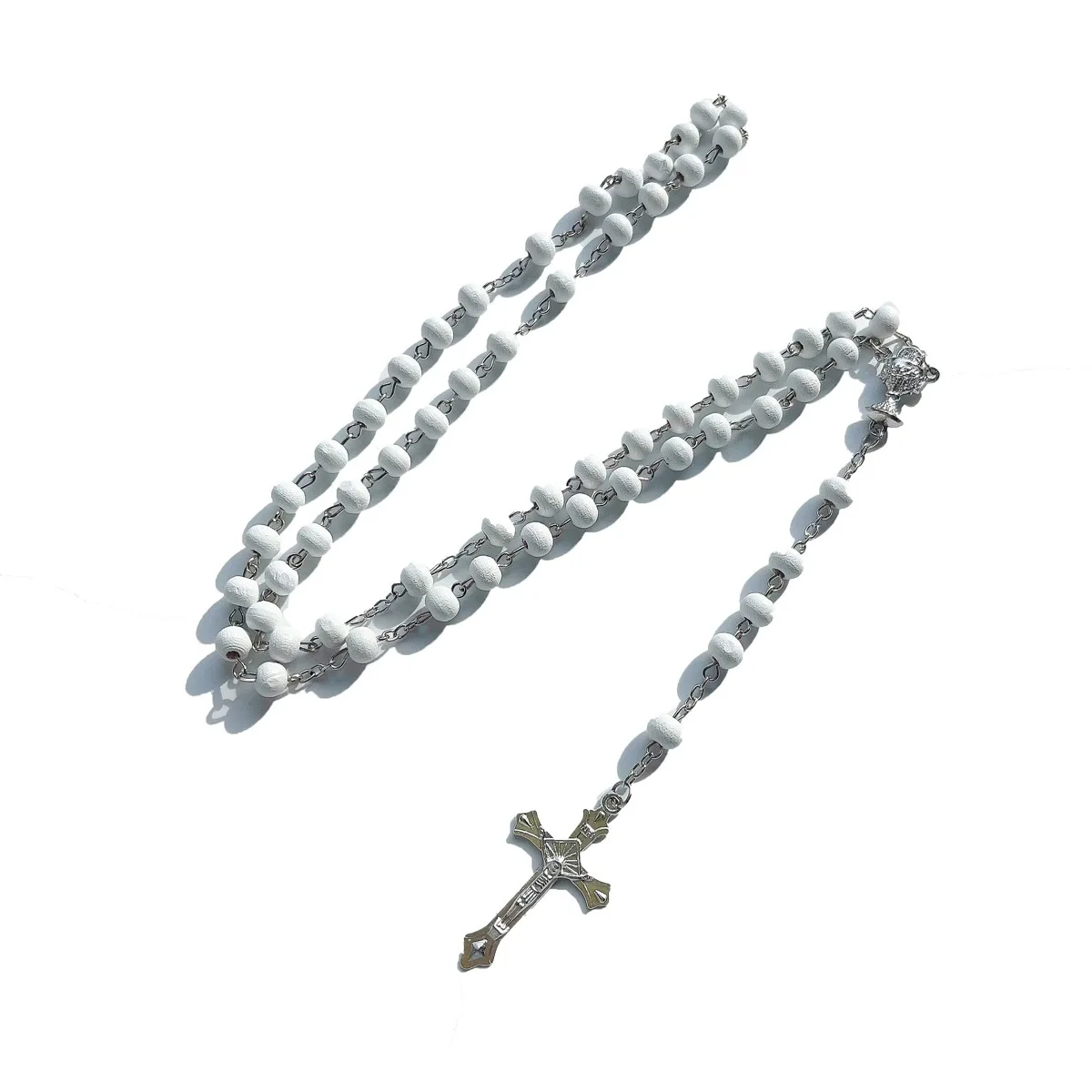 12-piece set of hexagonal box wooden rosary necklace, Holy Grail IHS cross baptism, religious gifts for men and women view 5