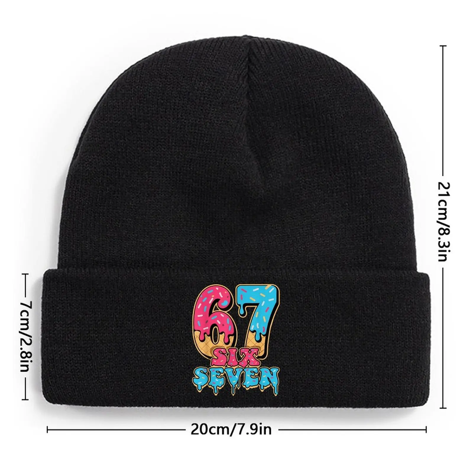 67 Six Seven Funny Meme Ice Cream Design Beanie، Mason 67 جوارب بيسبول مضحكة للنساء والرجال، إكسسوارات ممتعة، أزياء ميمي