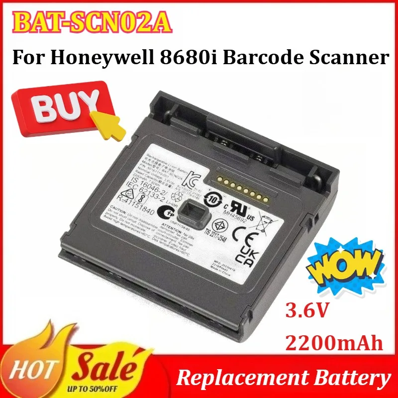 

New BAT-SCN02A 3.6V 2200mAh 7.92Wh Replacement Battery for Honeywell 8680i Barcode Scanner Replacement Battery