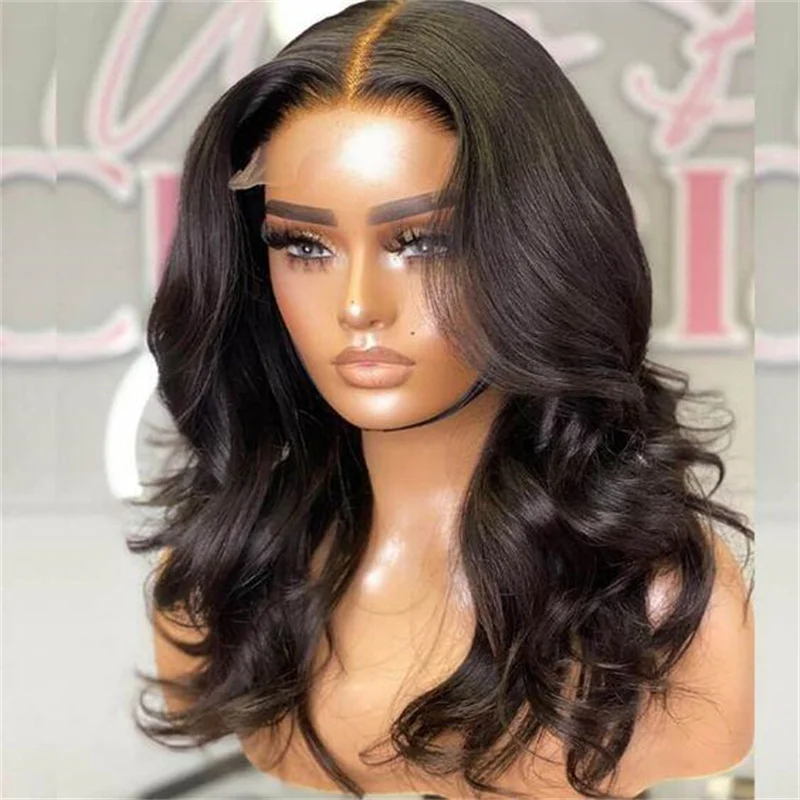 Soft Natural Black 26inch Preplucked 180Density Glueless Body Wave 5x5 Silk Base Jewish Human With BabyHair HDLace European Hair