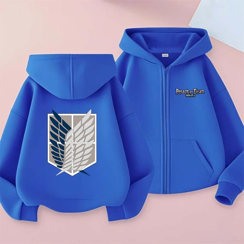 Attack On Titan Kids Hot Anime Print Spring Autumn Zipper Hooded Sweatshirts 2-13 Years Boys Girls Casual Outfits Top Clothing - view 5