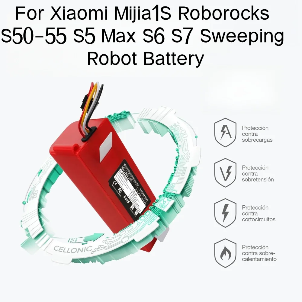 

14.4V 6500mAh Replacement Battery for Xiaomi Roborock S50/S51/S55/S5 MAX S60/S65/S6 Robotic Vacuum Cleaner.