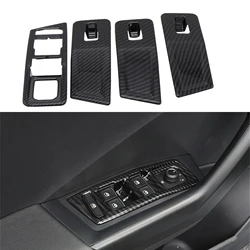 For VW Volkswagen T-ROC 2017-2023 LHD Carbon Black Window Lift Switch Control Button Cover Decor Trim ABS Accessories 4pcs