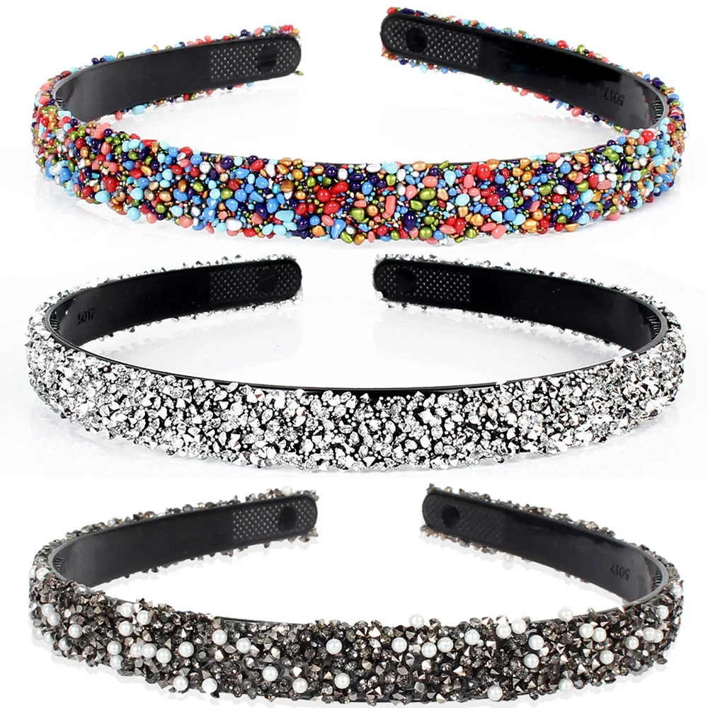 Headwear Fashion Simple Luxury Simulated Pearl Rhinestones Hair Hoop Crystal Hairbands Hair Accessories Pearl Headbands