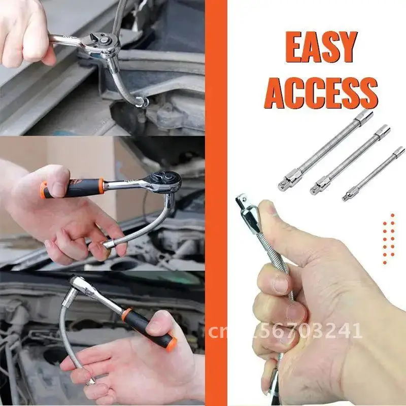 Flexible Extension Bar Shaft Set Electric Wrench Sleeve Universal Extension Rod Bendable 1/4 3/8 1/2 Socket Wrenches Drive Head