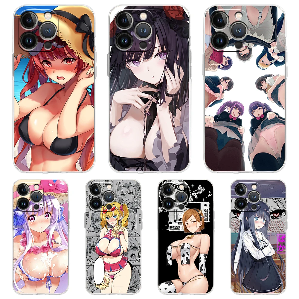 Hentai Harajuku Anime Girl Case for iPhone 16 15 14 13 12 Pro Max Transparent Soft for iPhone 11 Pro Max 7 8 Plus XS XR Shell